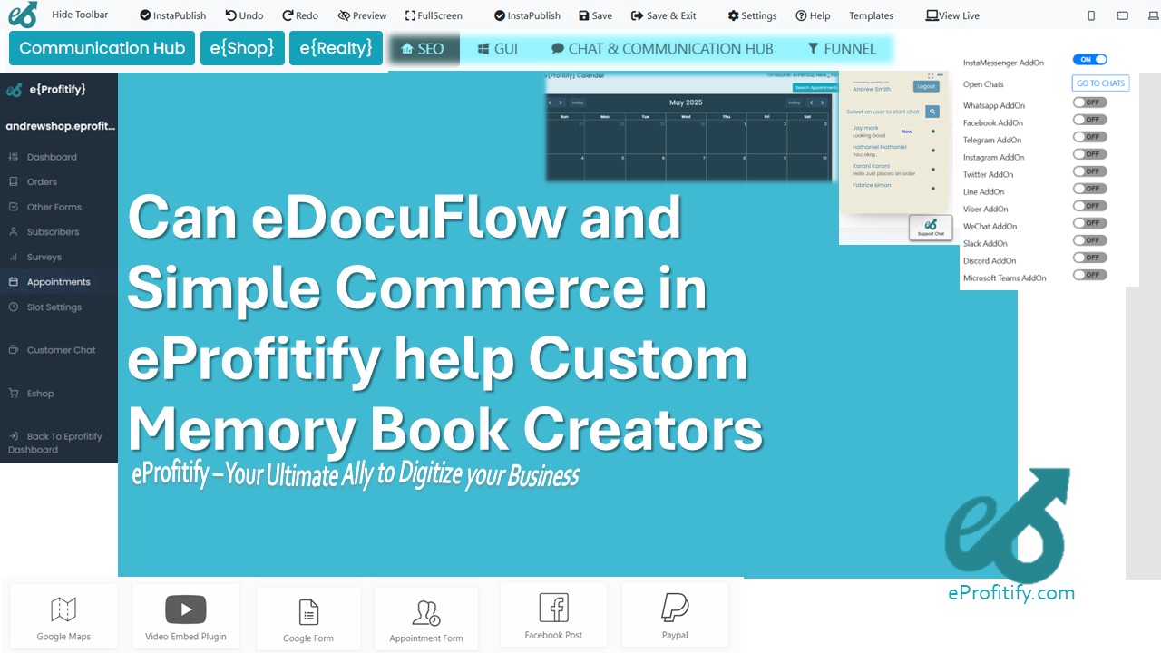 Can eDocuFlow and Simple Commerce in eProfitify help Custom Memory Book Creators